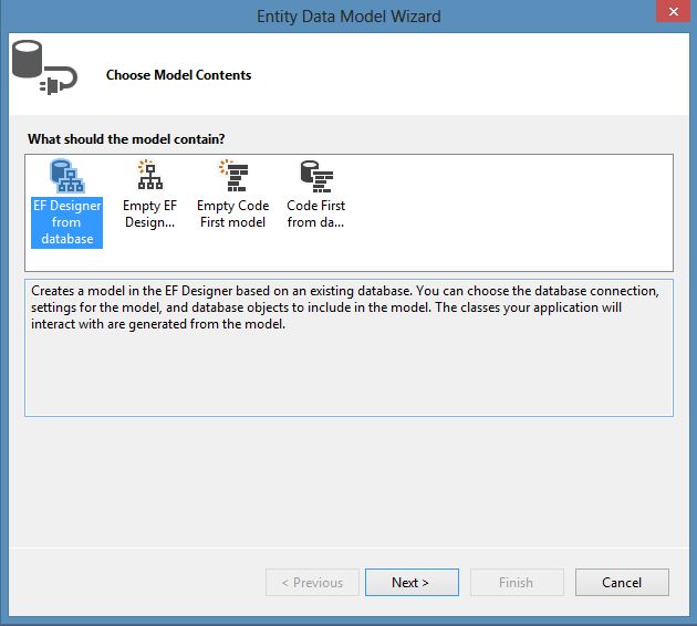 Choosing Model in Entity Data Model